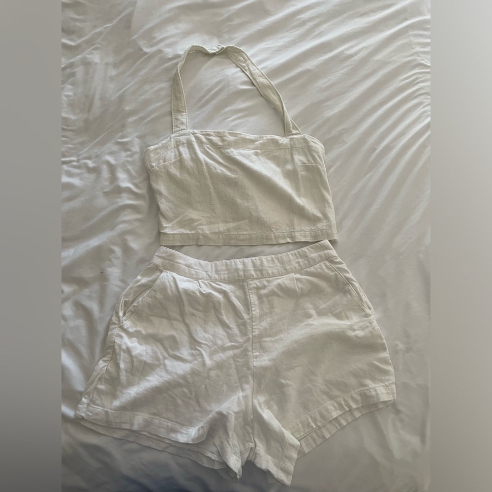 Abercrombie and fitch linen set large women’s white tank shorts